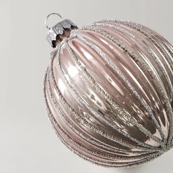 Z Gallerie Glitter Stripe Ornament Blush - Set of 4><noscript><img width=
