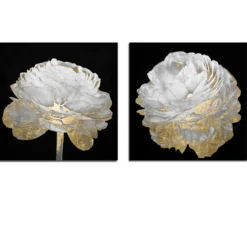 Z Gallerie Gold And White Blossom On Black - Set of 2> Series | Canvas