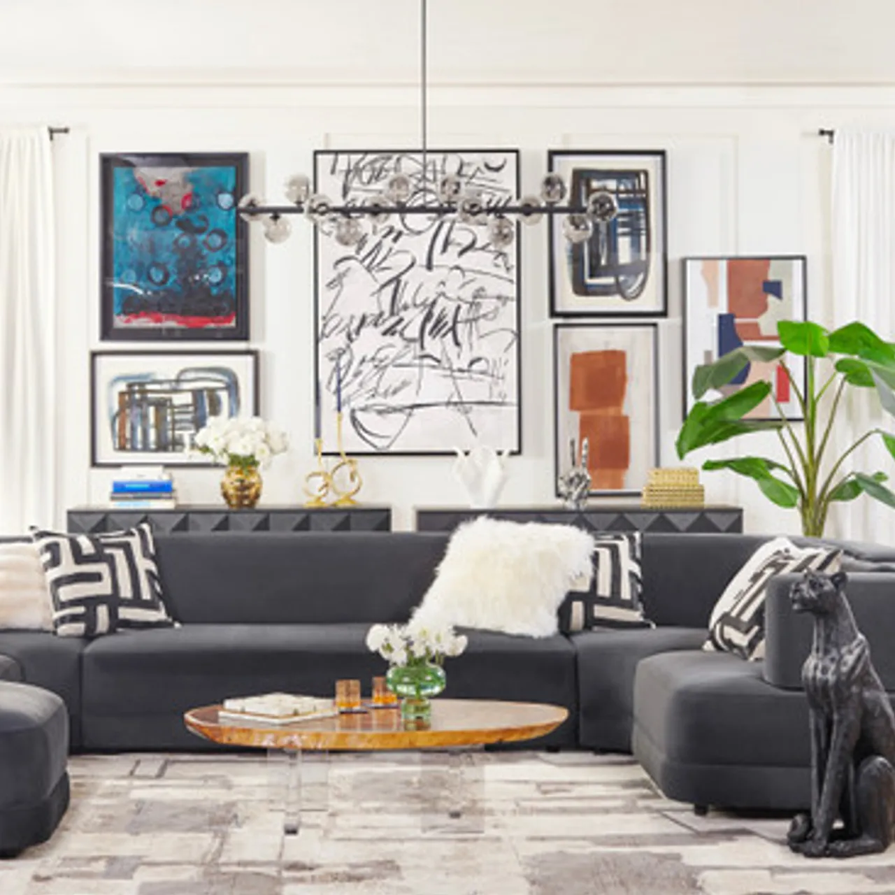 Z Gallerie Nikki Chu - Winehouse Rug - Black> Modern Rugs | Pattern Rugs