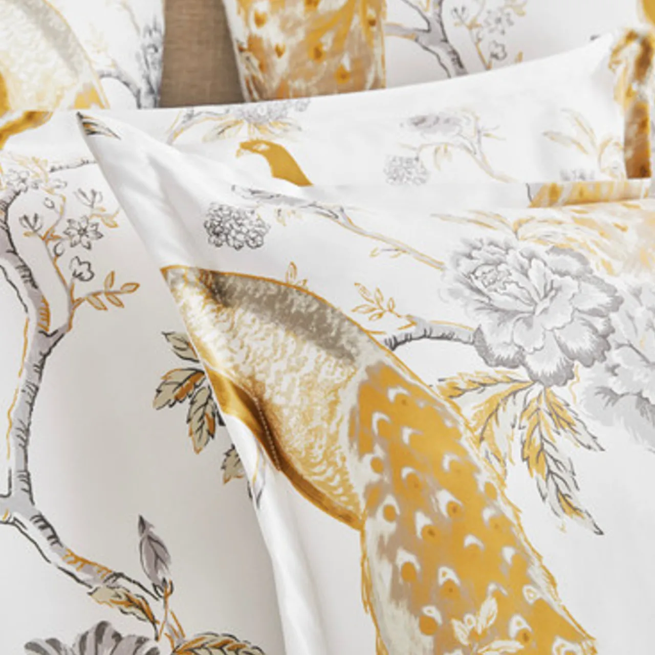 Z Gallerie Pavo Bedding - Ivory/Gold> Printed Bedding | Duvets Covers & Shams